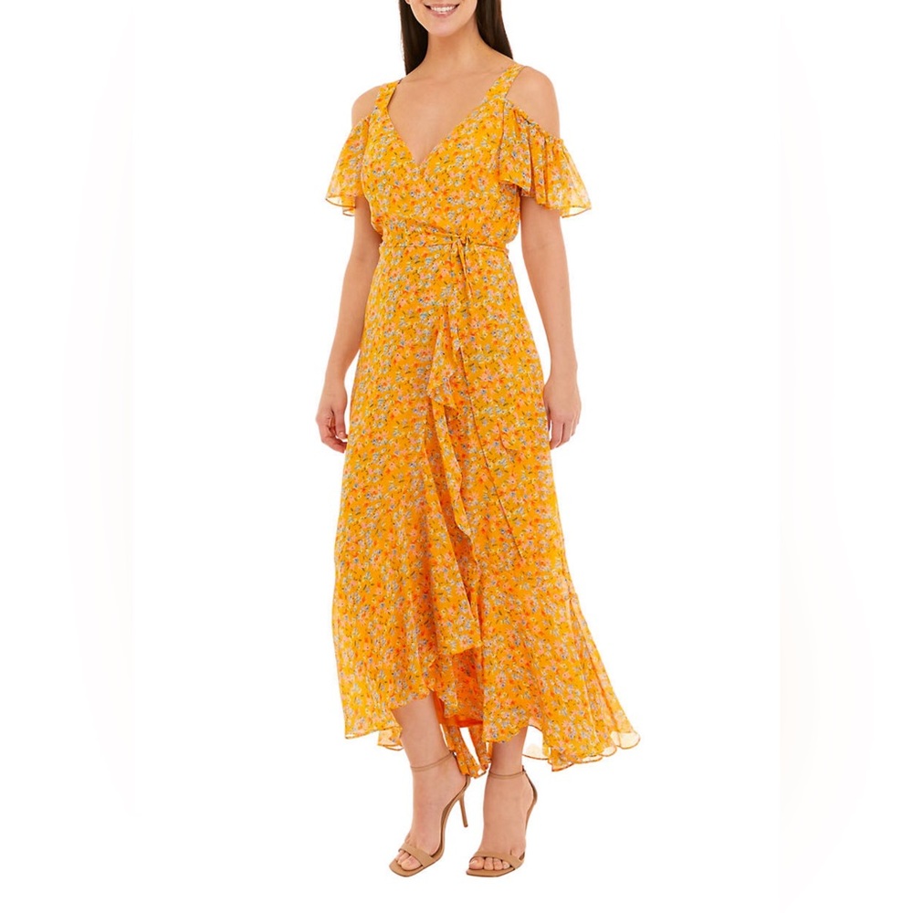Maison Tara Yellow Floral Maxi Dress